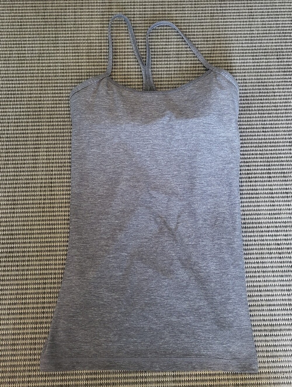 ​Lululemon Power Y Tank Top Heathered Gray Built-in Bra Camisole Size 6